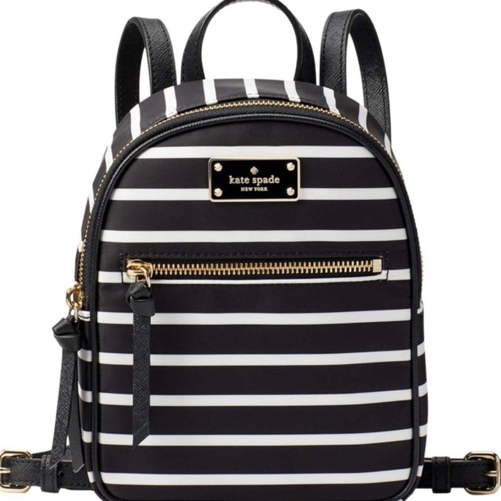 Kate Spade Black and White Striped Backpack